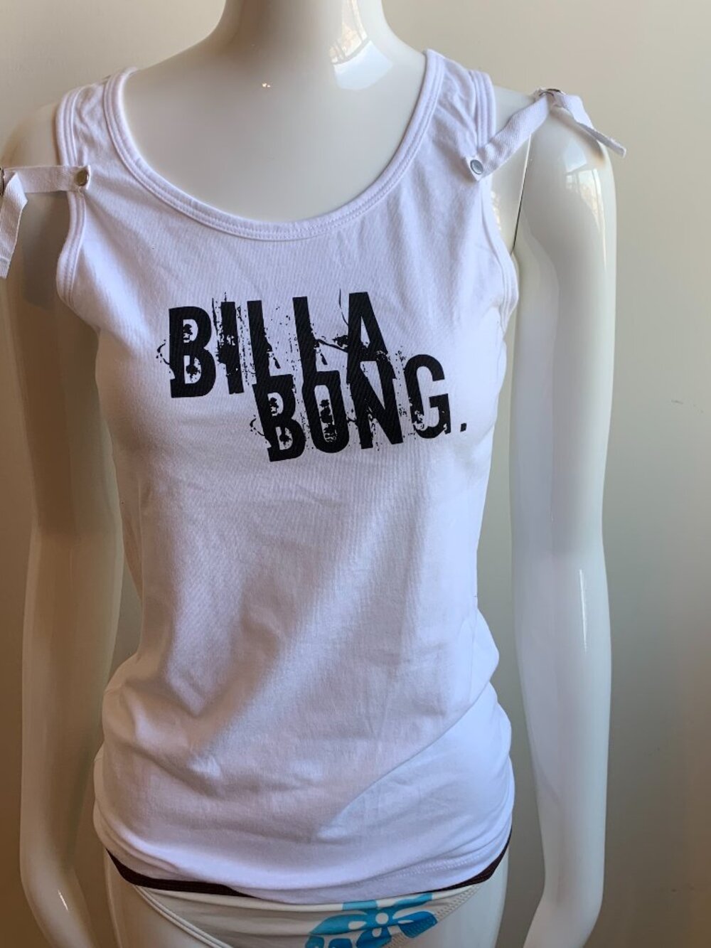 Billabong BLUE CRUSH era Vintage Y2K strappy rocker tank top white cotton